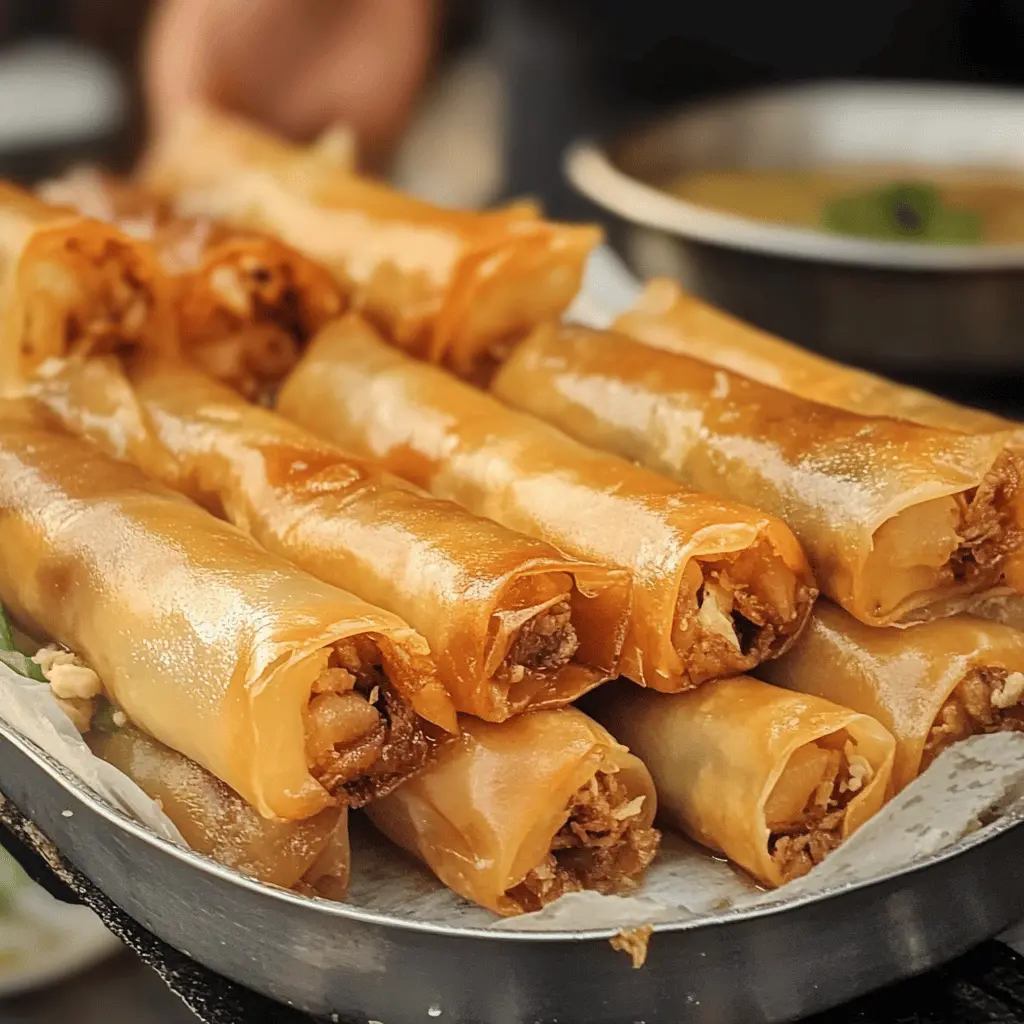 Bring the taste of the Philippines to your kitchen with this Authentic Lumpia recipe! These crispy spring rolls are filled with a flavorful mix of ground pork, vegetables, and spices, making them perfect for sharing at parties or enjoying as a snack. Save this pin for your next gathering and treat your family to a delightful bite of tradition!