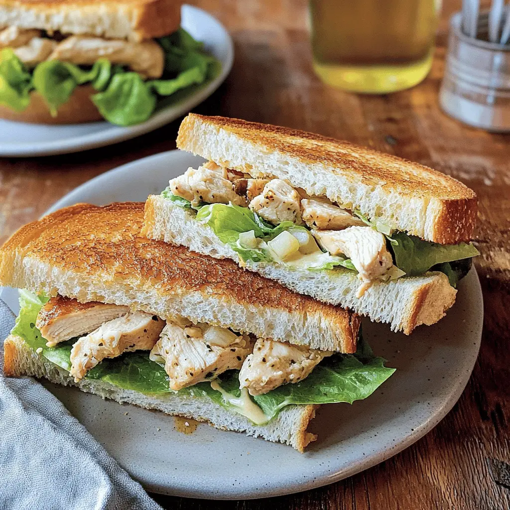 Enjoy a tasty twist on a classic with these Chicken Caesar Salad Sandwiches! Packed with juicy chicken, crisp romaine, and creamy Caesar dressing, this easy recipe is perfect for lunch or a light dinner. Ideal for picnics or meal prep, just save this pin for a delicious, satisfying meal anytime you want a flavorful bite!
