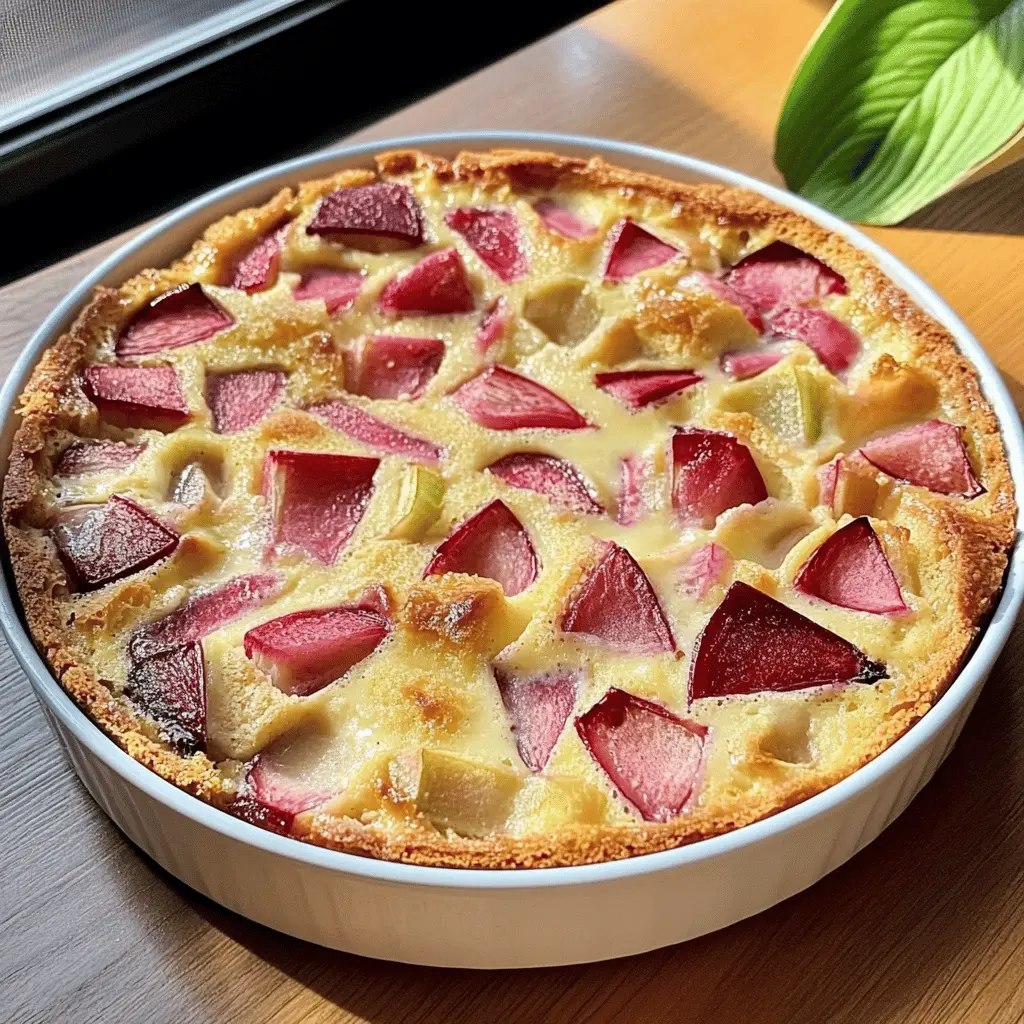 Looking for a delightful dessert that's simple to make? This Easy Rhubarb Clafoutis is your answer! With its creamy custard and tangy rhubarb, it's a delicious way to enjoy spring flavors. Perfect for a family gathering or a special treat after dinner. Save this recipe for a sweet surprise your loved ones will adore!