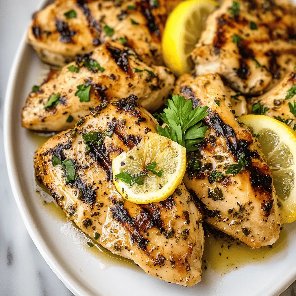 Juicy grilled chicken breasts infused with bright lemon and garlic flavors make for a perfect weeknight meal! This simple recipe requires minimal ingredients yet delivers big on taste. Perfect for summer cookouts or quick dinners, save this delightful dish now and impress your family and friends! 🍋🔥