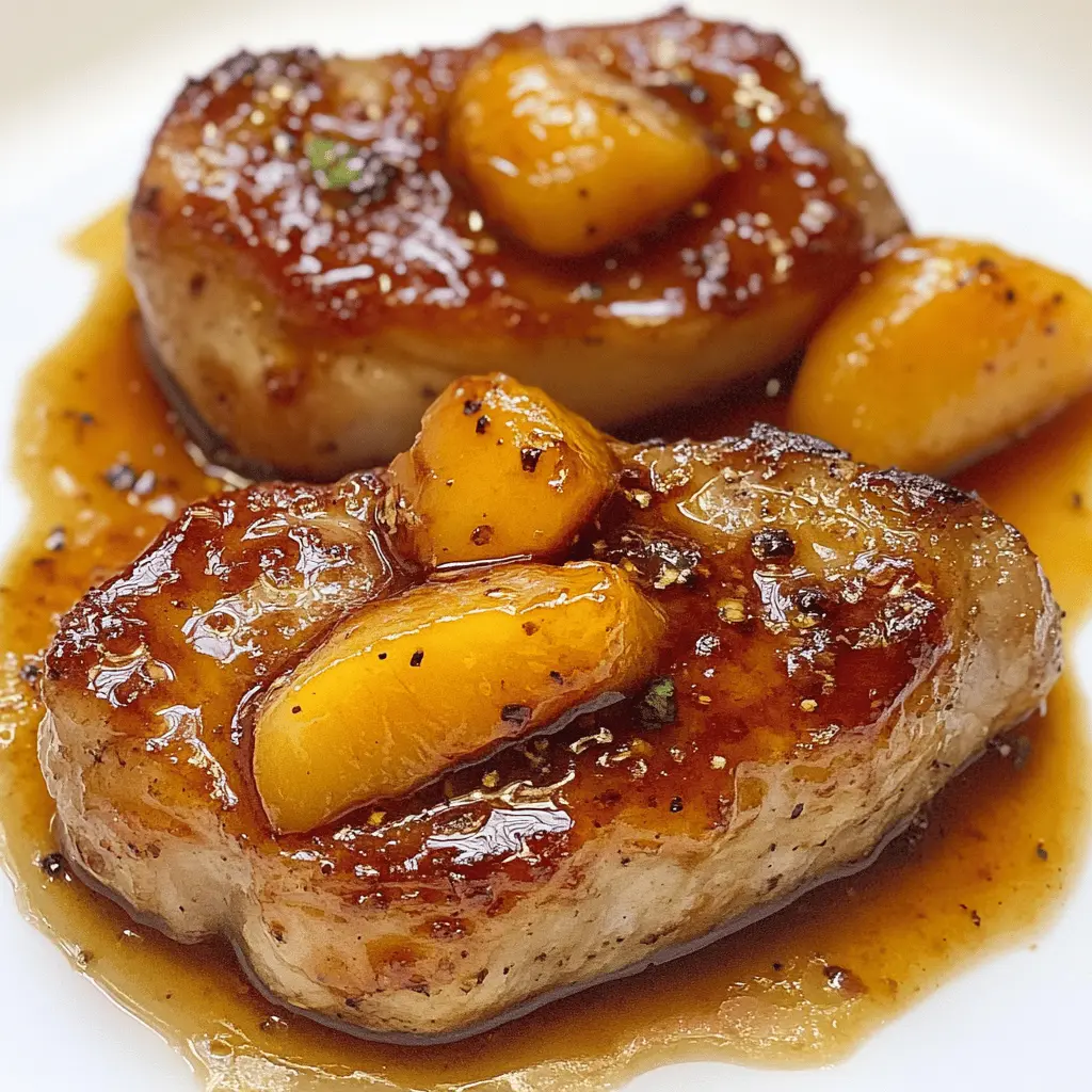 Juicy pork chops glazed with a sweet and tangy peach sauce make for an unforgettable meal! This easy recipe features fresh peaches, savory spices, and perfectly cooked pork that will impress your family and friends. Save this for your next BBQ or family dinner to enjoy a delightful combination of flavors. Perfect for summer nights!