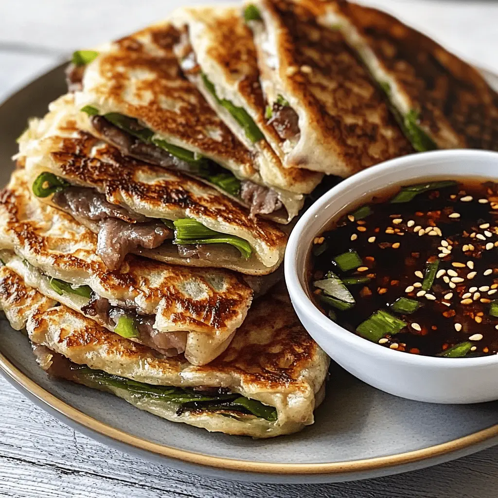 These Spring Onion Pancakes paired with Sticky Pork and Soy Chilli Dipping Sauce are the perfect blend of crispy and savory! Enjoy layers of flavor with each bite, enhanced by the spicy dipping sauce. Great for a cozy dinner or a fun snack to share with friends! Save this recipe now and bring a taste of delight to your table tonight!