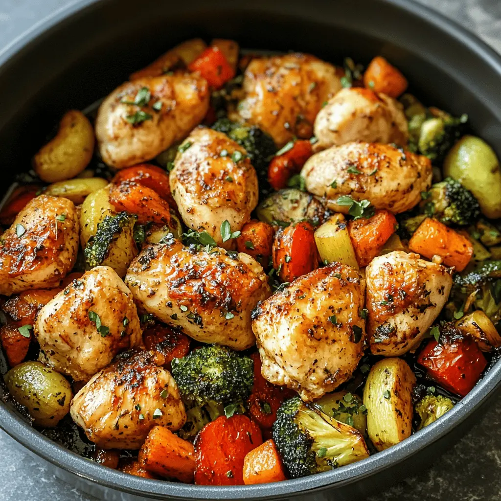 Easy Air Fryer Chicken and Veggies in 15 Minutes