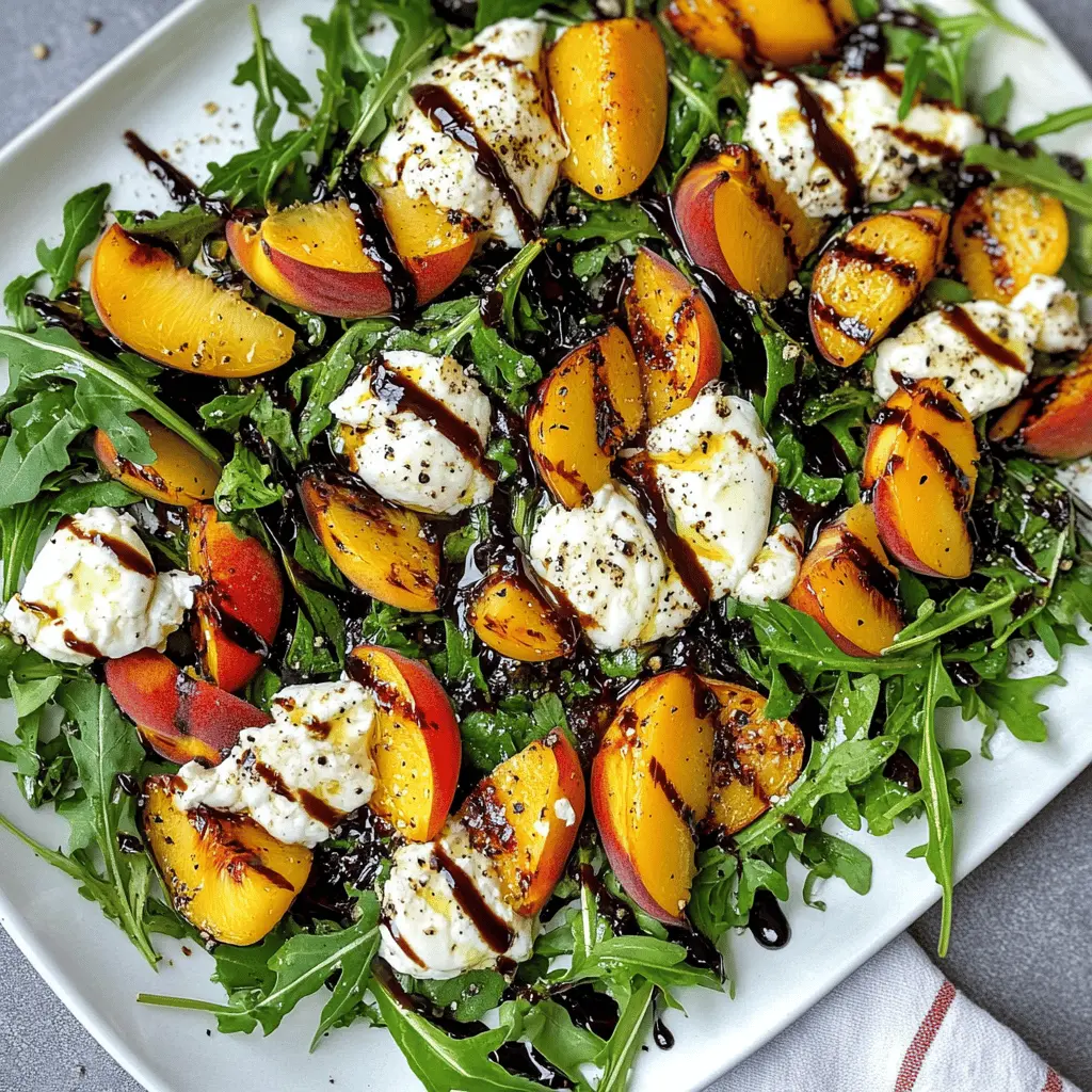 Easy Grilled Peach Burrata Salad With Balsamic Drizzle