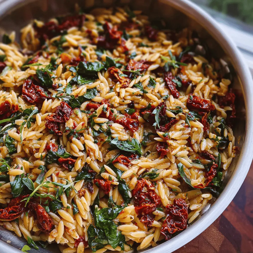 Easy Sun Dried Tomato Spinach Orzo Recipe