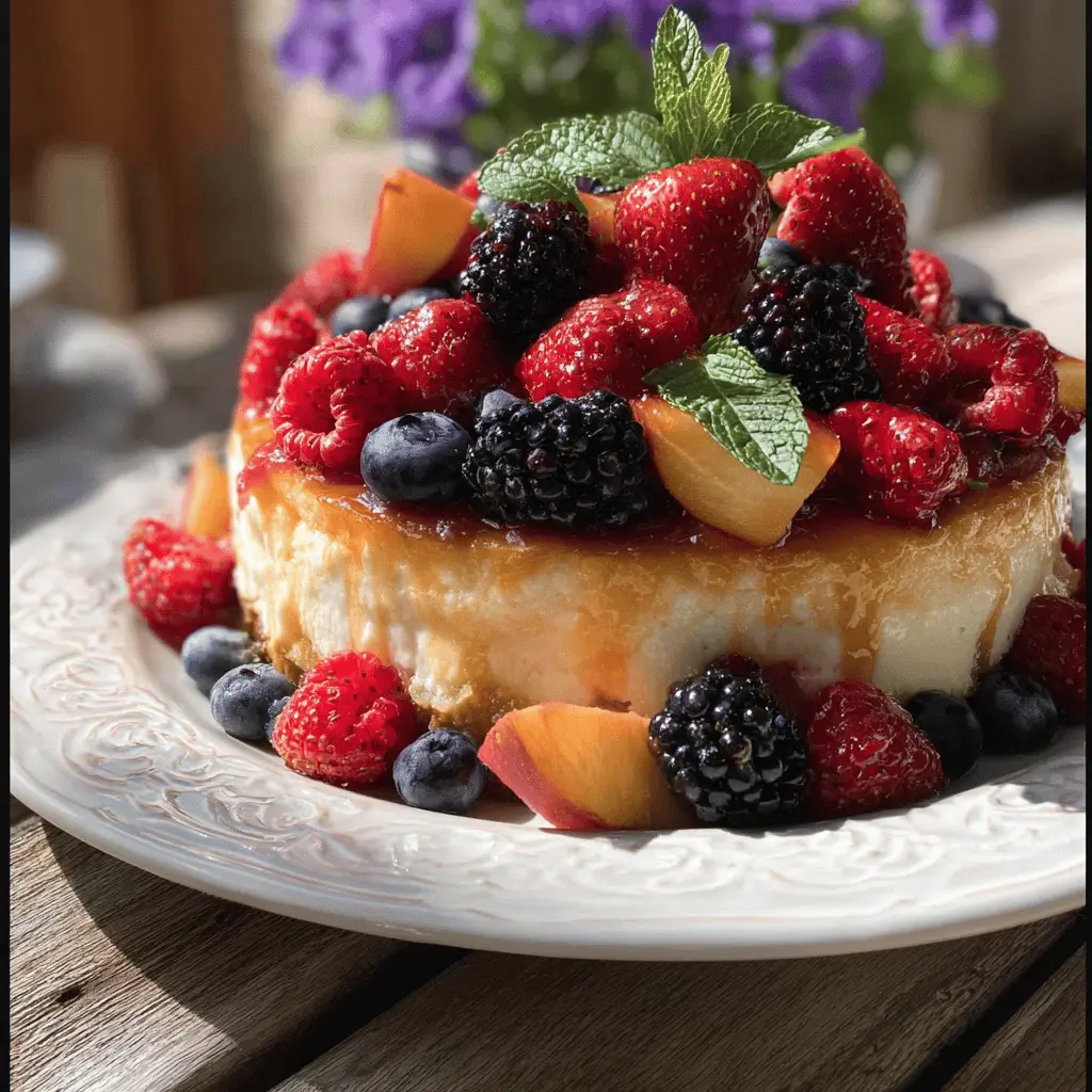 Easy Summer Berry and Peach Cheesecake Recipe