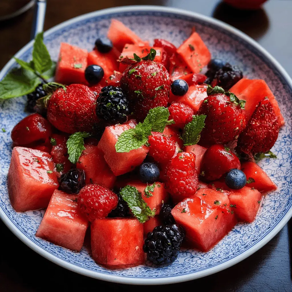 Easy Watermelon Berry Salad With Lime Dressing