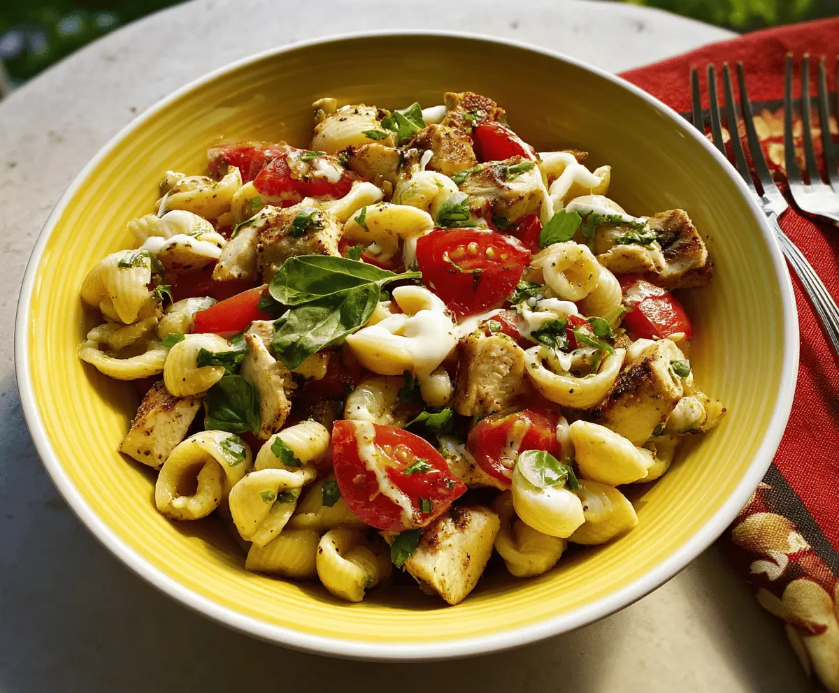 Easy Caprese Chicken Pasta Salad Recipe