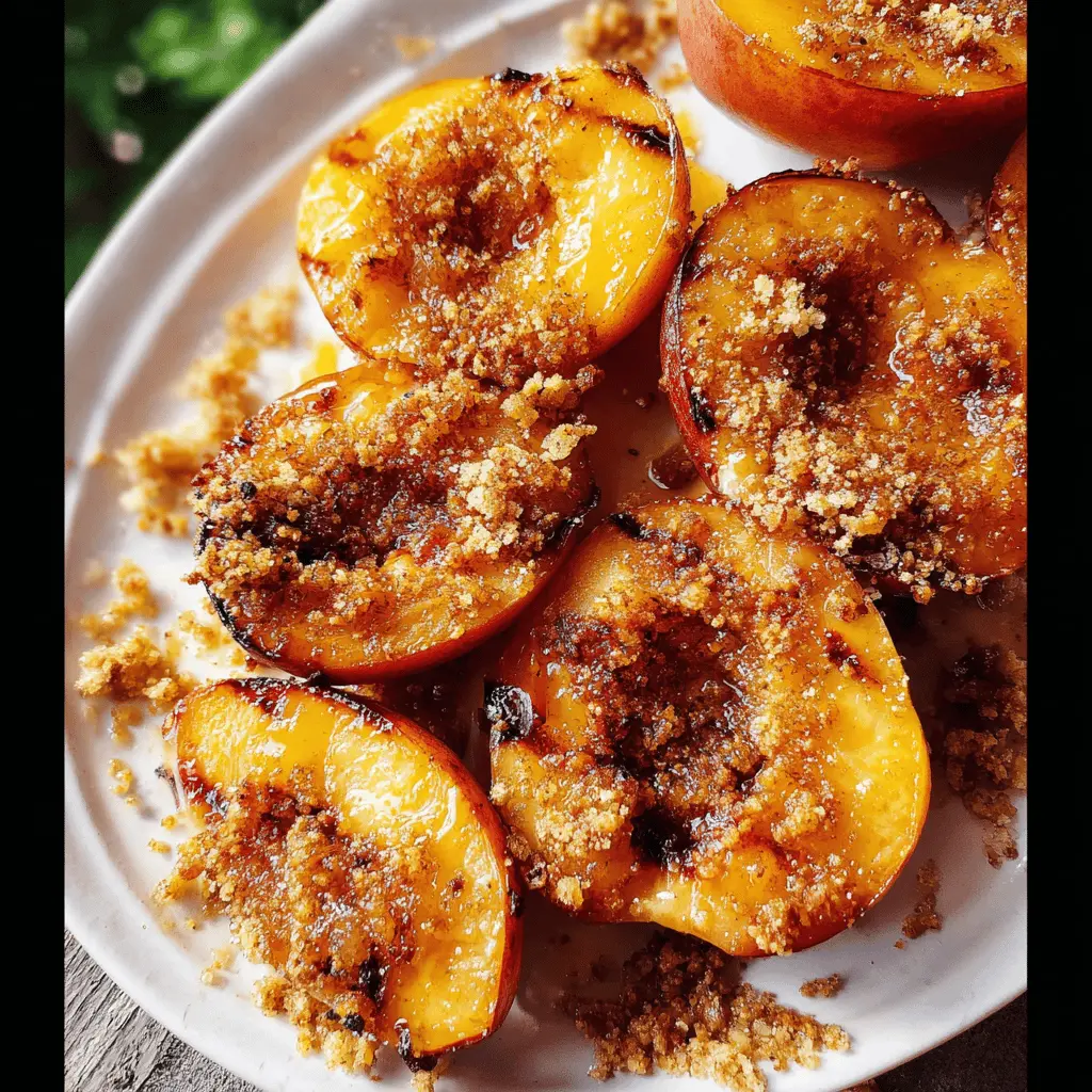 Easy Maple Grilled Peaches with Almond Cookie Crumbs