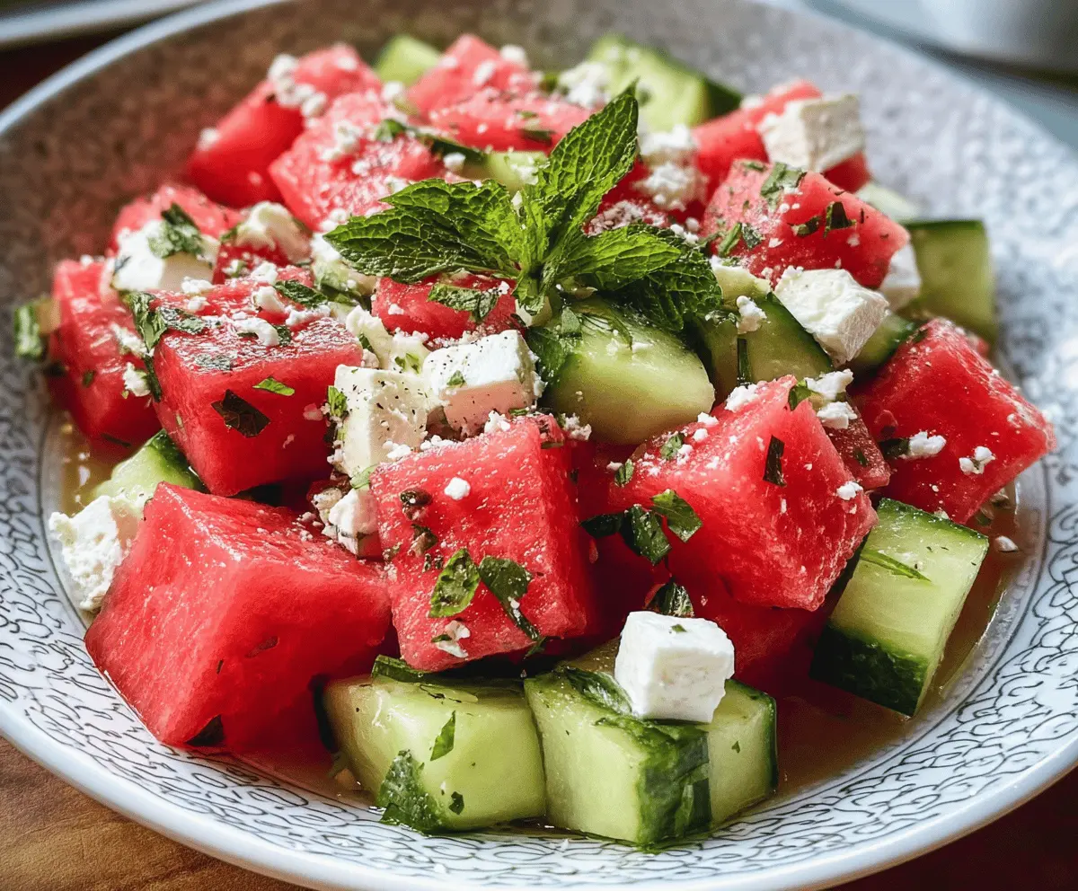 Easy Watermelon Cucumber Feta Salad Recipe