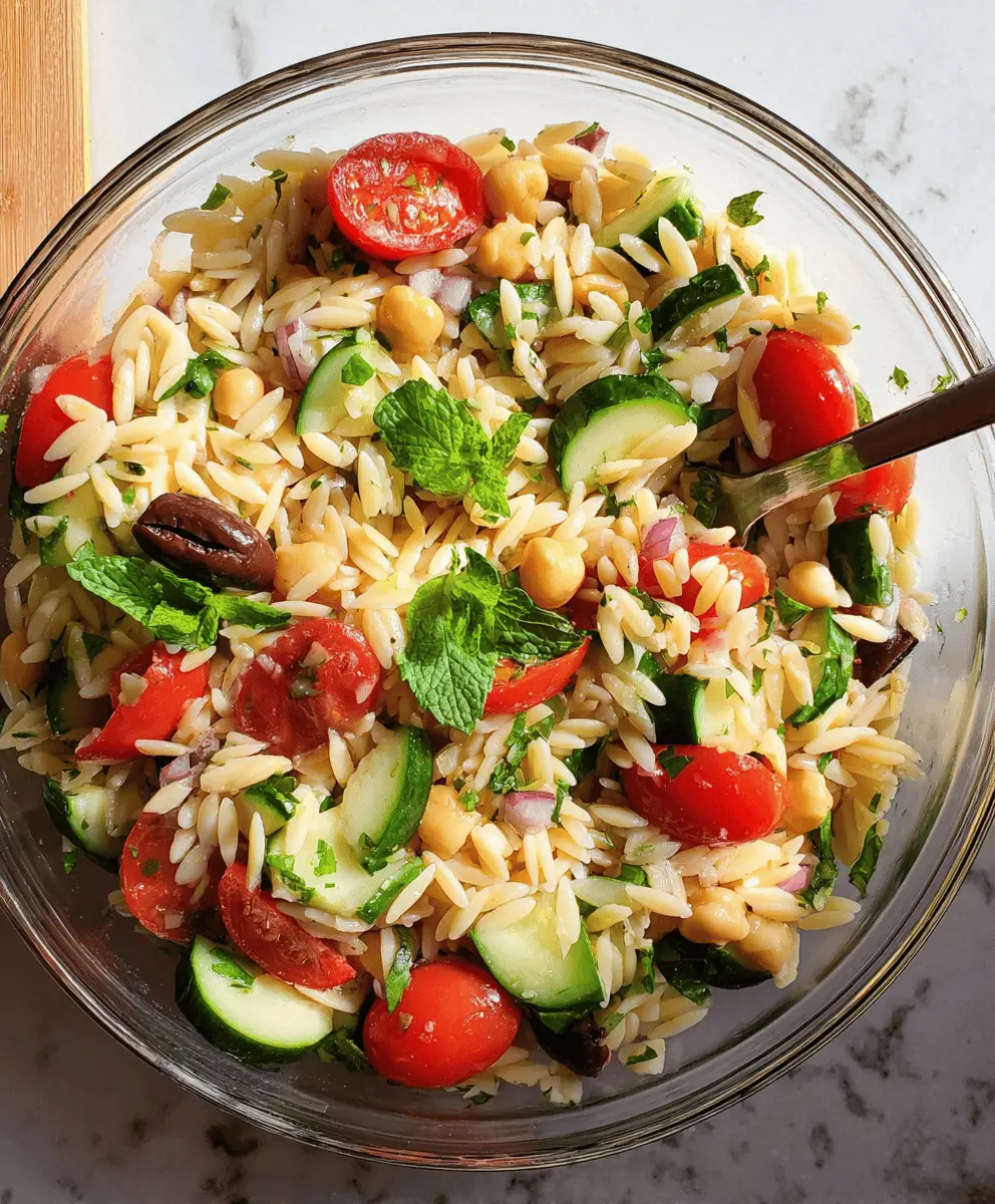 Easy Orzo Salad Recipe with Veggies