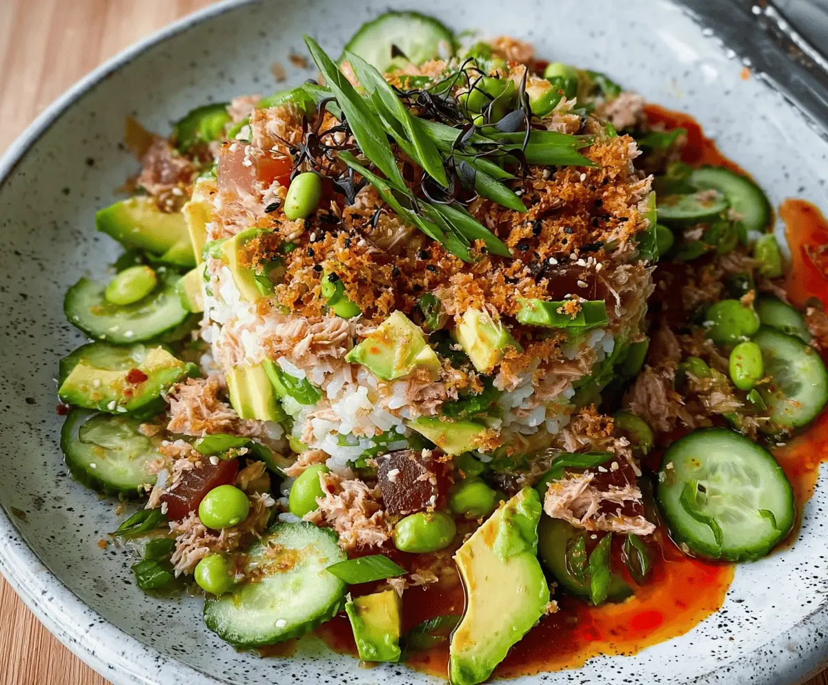 Easy Tuna Avocado Crispy Rice Salad Recipe