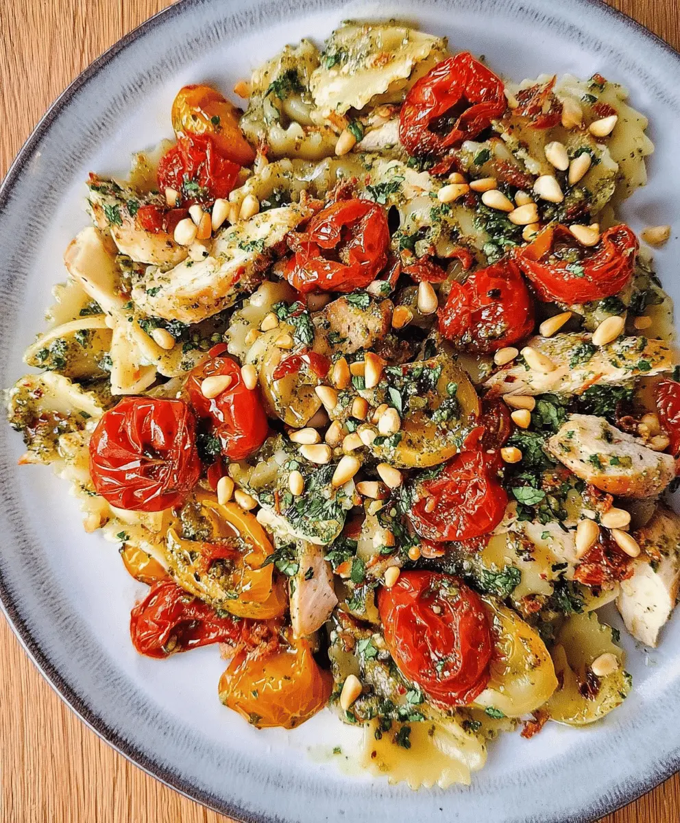 Easy Chicken Pesto Pasta with Roasted Tomatoes