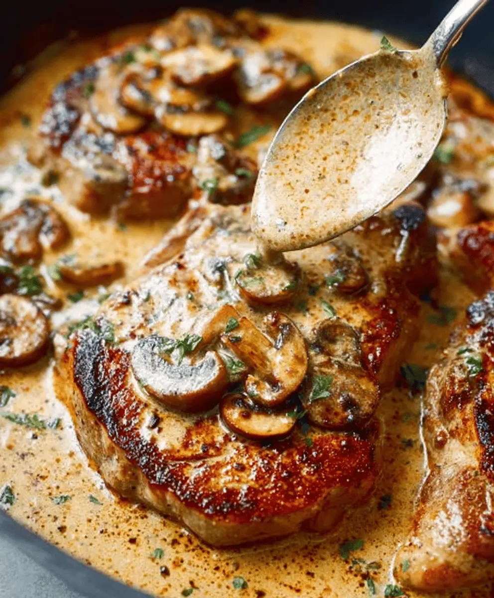 Creamy Garlic Pork Chops with Mushrooms