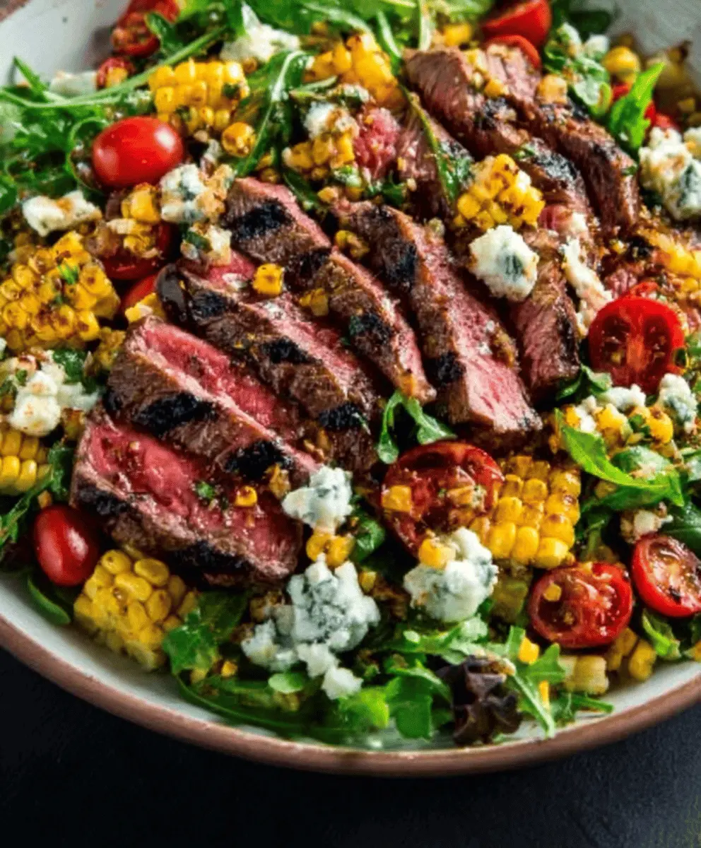 Easy Balsamic Steak Salad with Grilled Corn and Gorgonzola