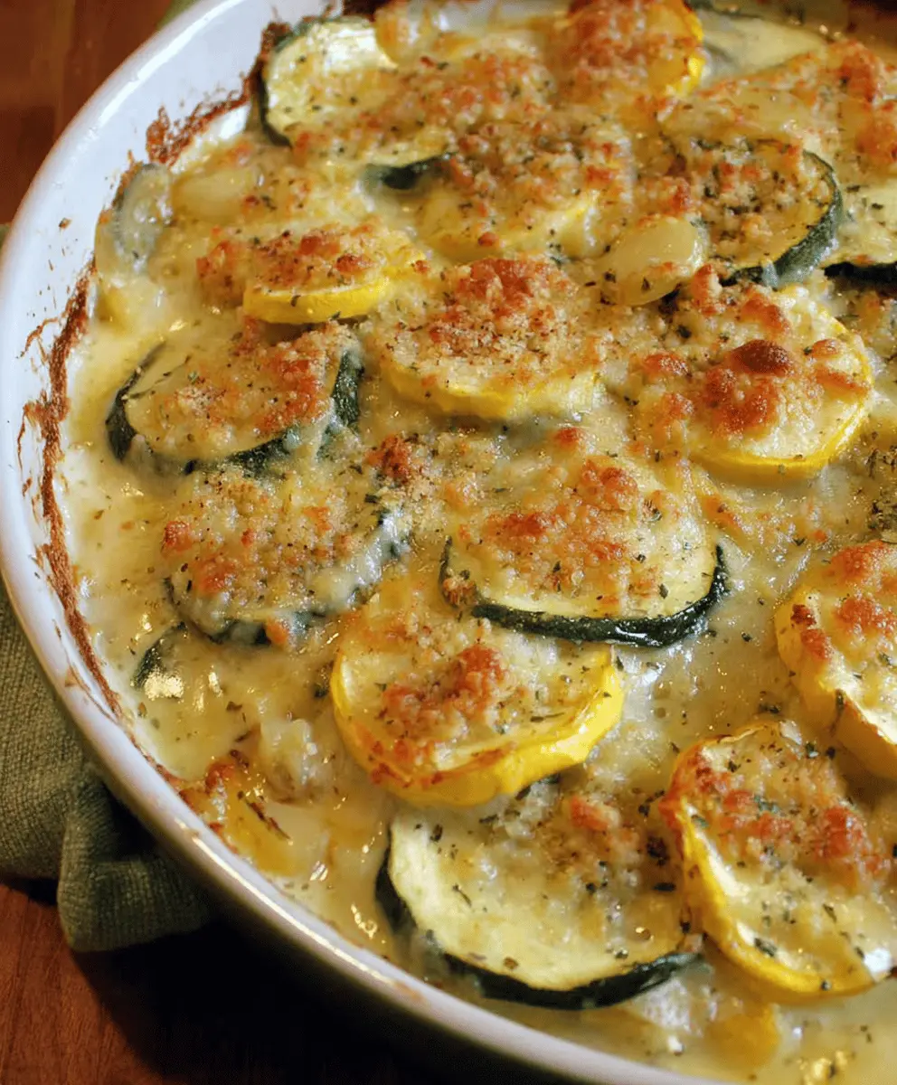 Cheesy Zucchini and Yellow Squash Au Gratin
