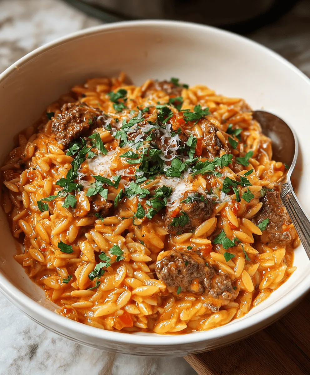 Easy Beef Orzo in Creamy Tomato Sauce