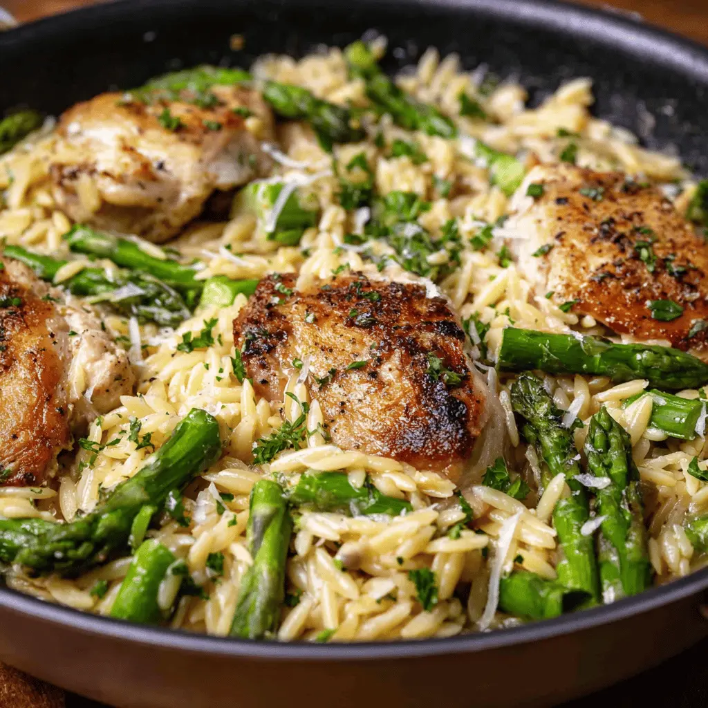 Easy One-Pot Creamy Parmesan Orzo with Chicken & Asparagus