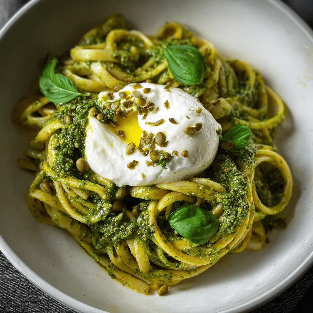 Creamy Pesto Burrata Bucatini Recipe