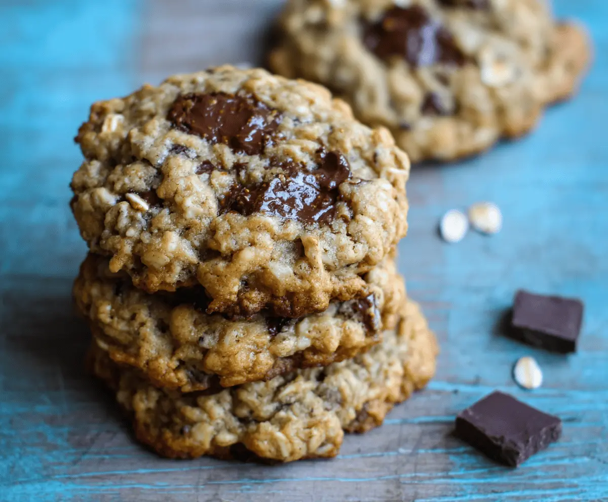 Chewy Oatmeal Fig Cookies With Dark Chocolate Chunks
