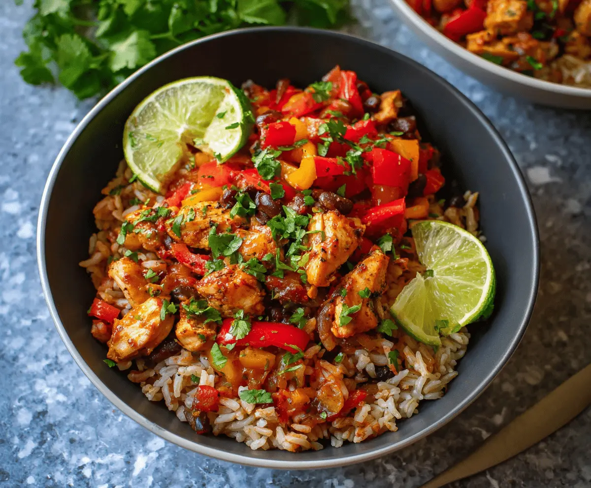 Easy One-Pan Chicken Fajita Rice Bowl Recipe