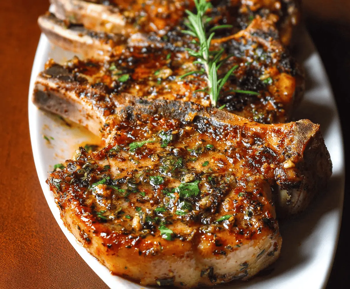 Garlic Brown Sugar Pork Chops in Herb Wine Sauce