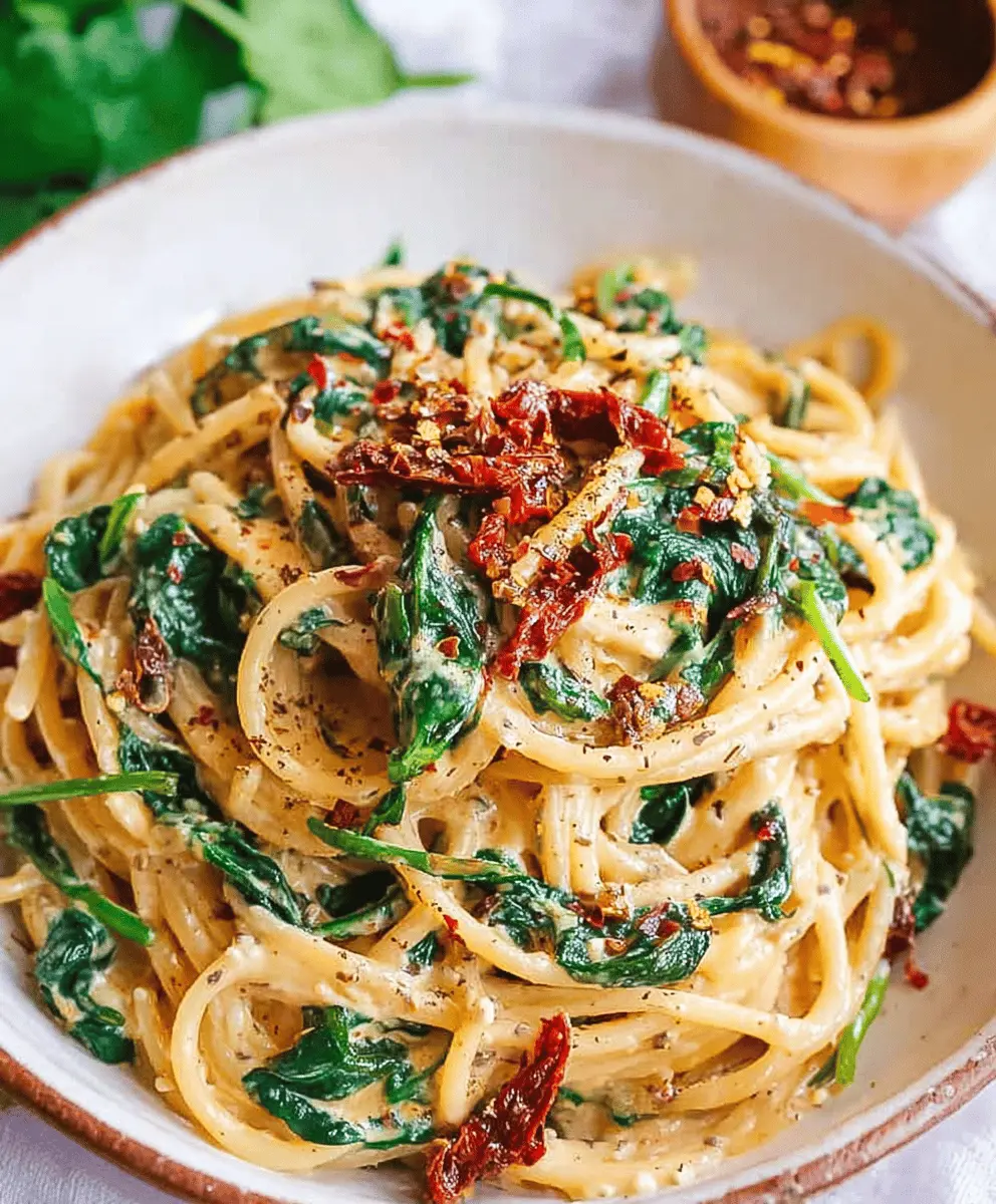 Creamy Spinach and Sun-Dried Tomato Spaghetti Recipe