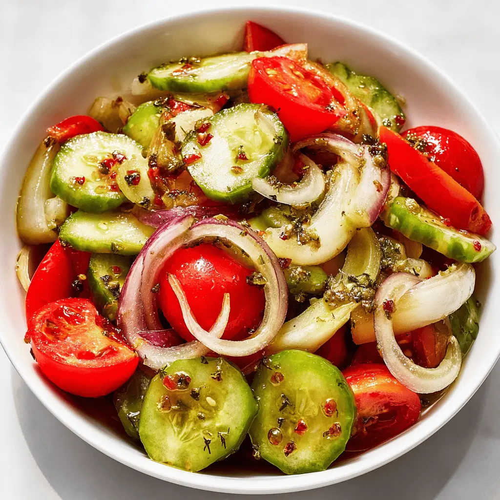 Easy Marinated Cucumbers, Onions, and Tomatoes Recipe