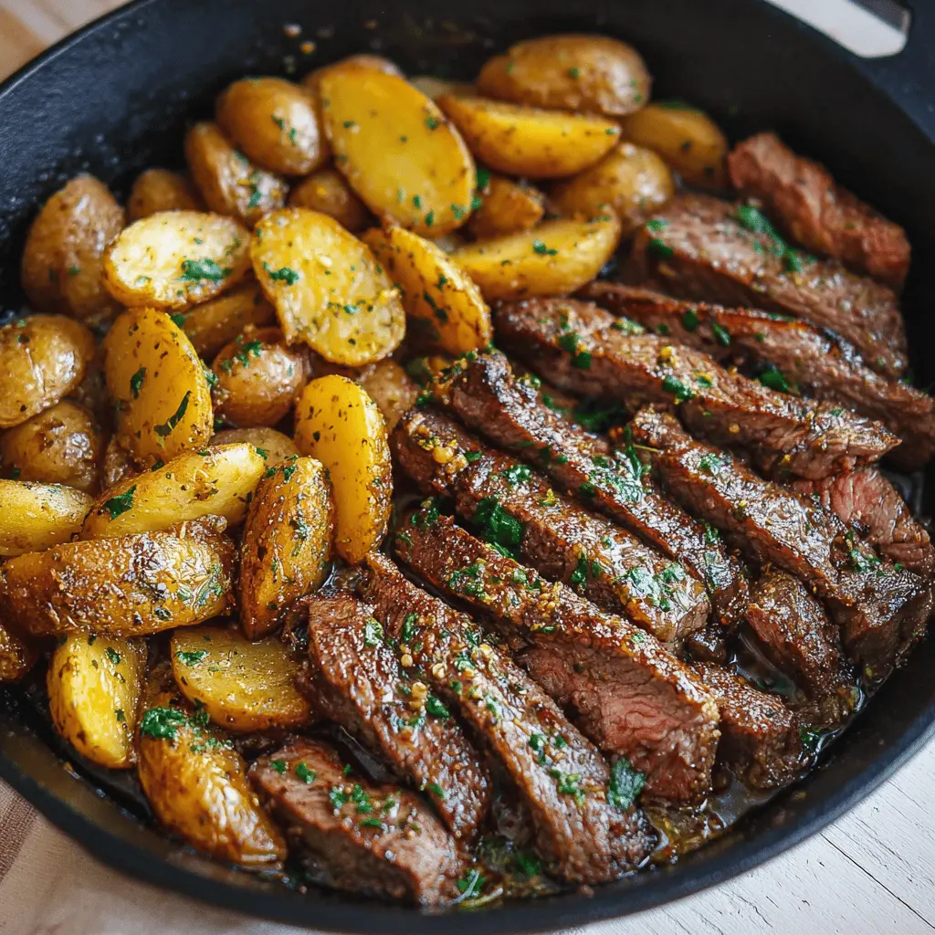 Garlic Butter Steak and Potatoes Skillet Dinner
