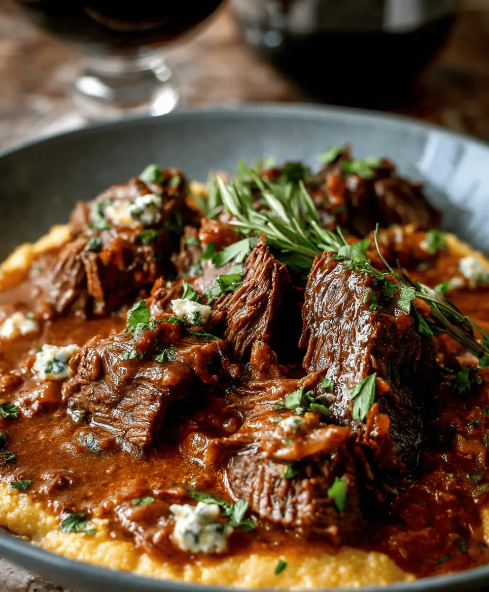 Italian Pot Roast with Creamy Gorgonzola Polenta