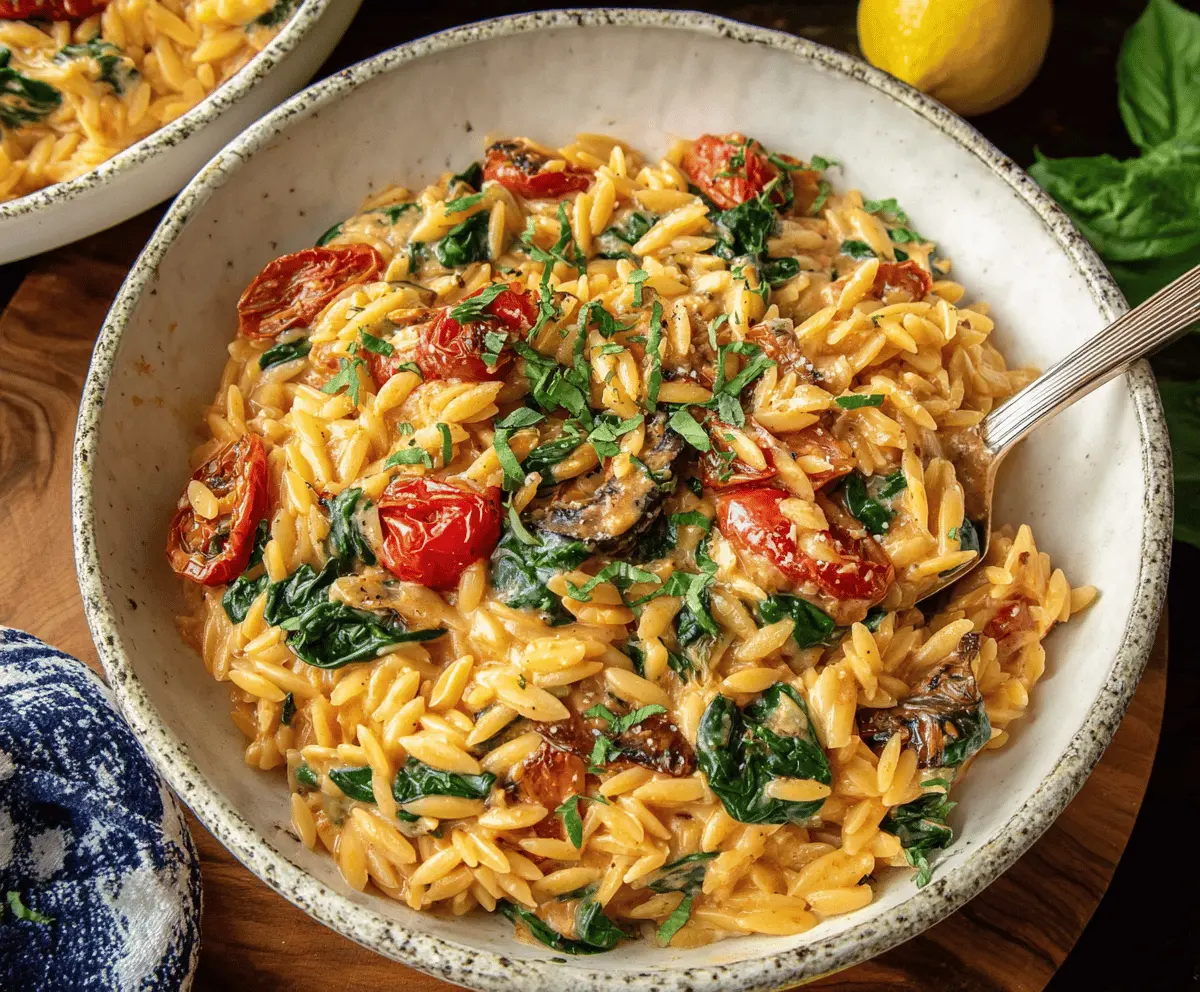Creamy Vegan Tuscan Orzo Recipe