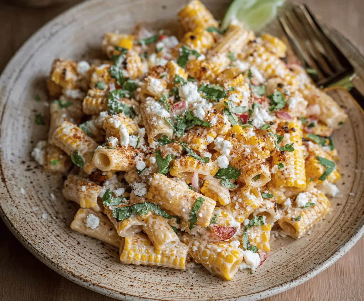 Easy Elote Pasta Salad Recipe with Mexican Street Corn Flavor