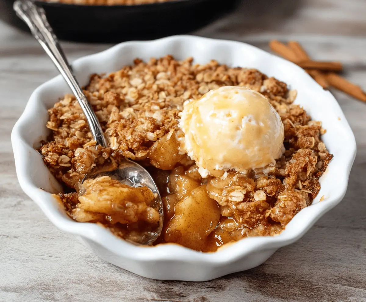 Delicious homemade Easy Apple Crisp topped with golden crust and warm apple pie filling, perfect for cozy dessert moments.