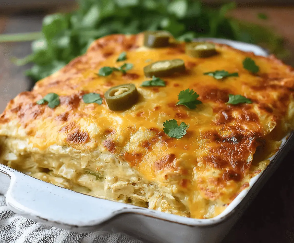 Green Chile Chicken Enchilada Casserole