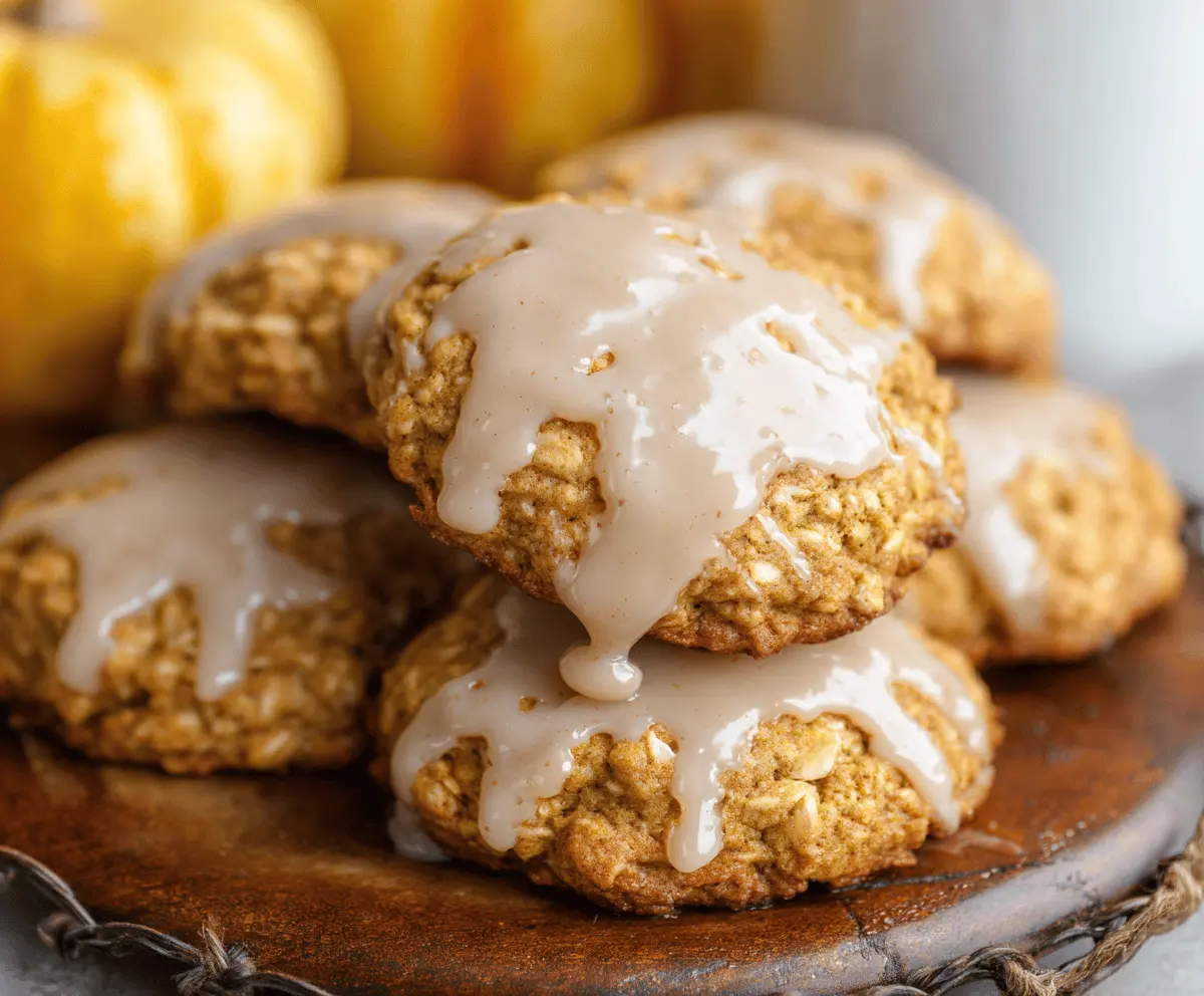 Pumpkin Oatmeal Cookies with Cinnamon Sugar Icing