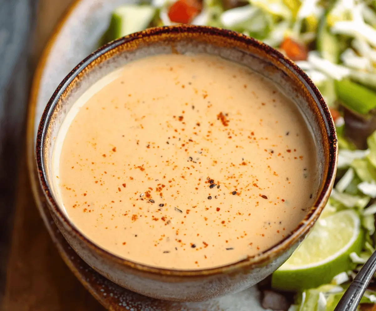 Creamy Southwest Salad Dressing with fresh herbs, spices, and a vibrant orange color, perfect for topping salads and bowls.