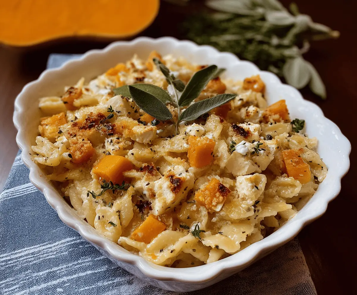 Baked Feta and Butternut Squash Pasta with Sage