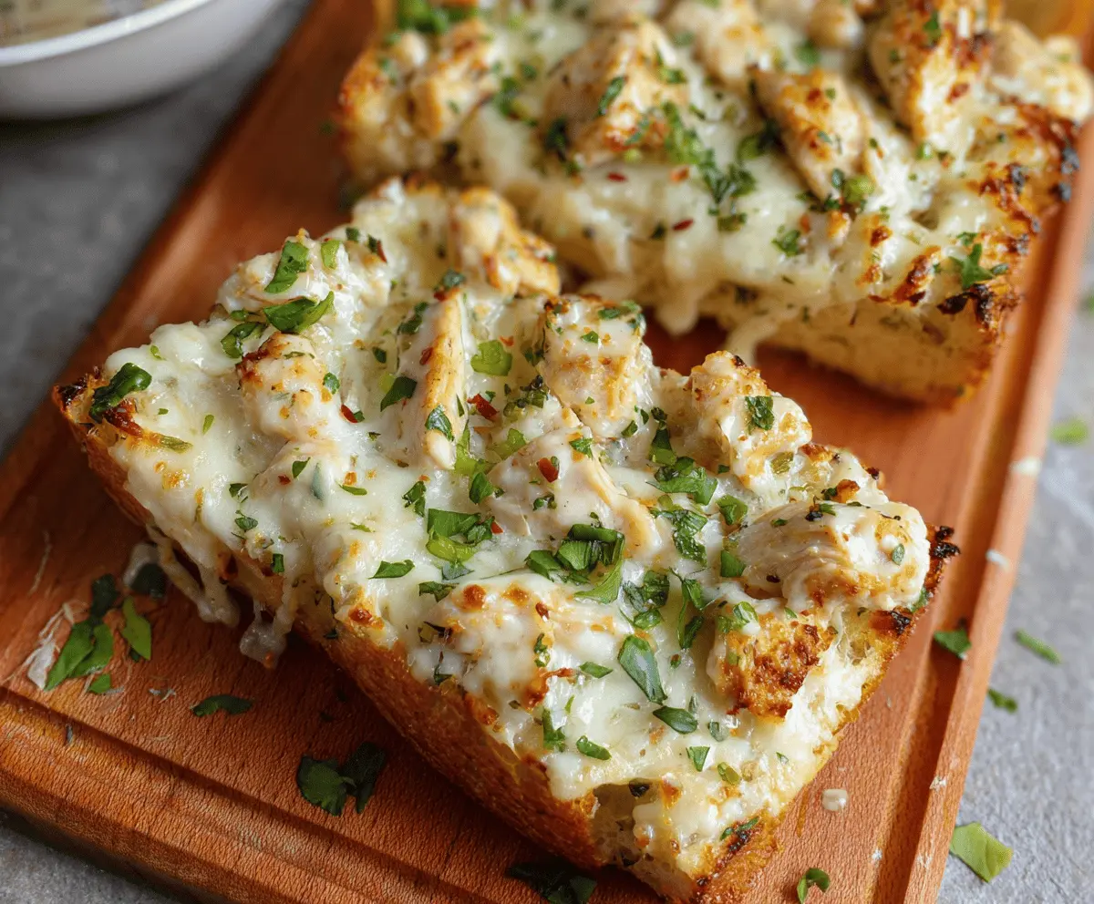 Chicken Alfredo Garlic Bread
