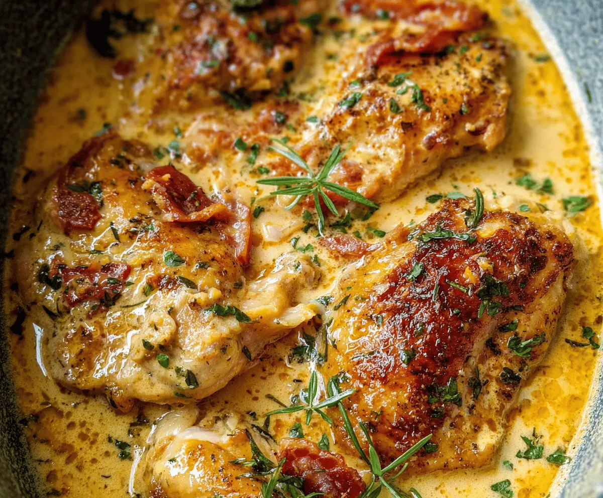 Creamy Crockpot Marry Me Chicken served over pasta with fresh herbs and a flavorful sauce