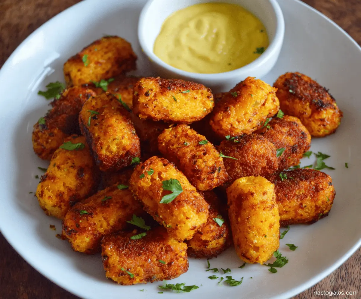 Delicious homemade healthy butternut squash tots served on a plate, perfect for a nutritious snack or side dish
