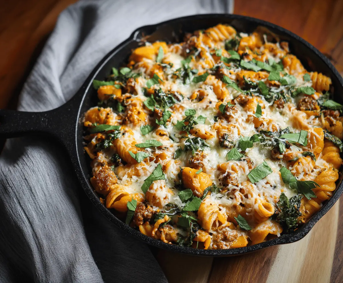 Pumpkin and Sausage Pasta Bake