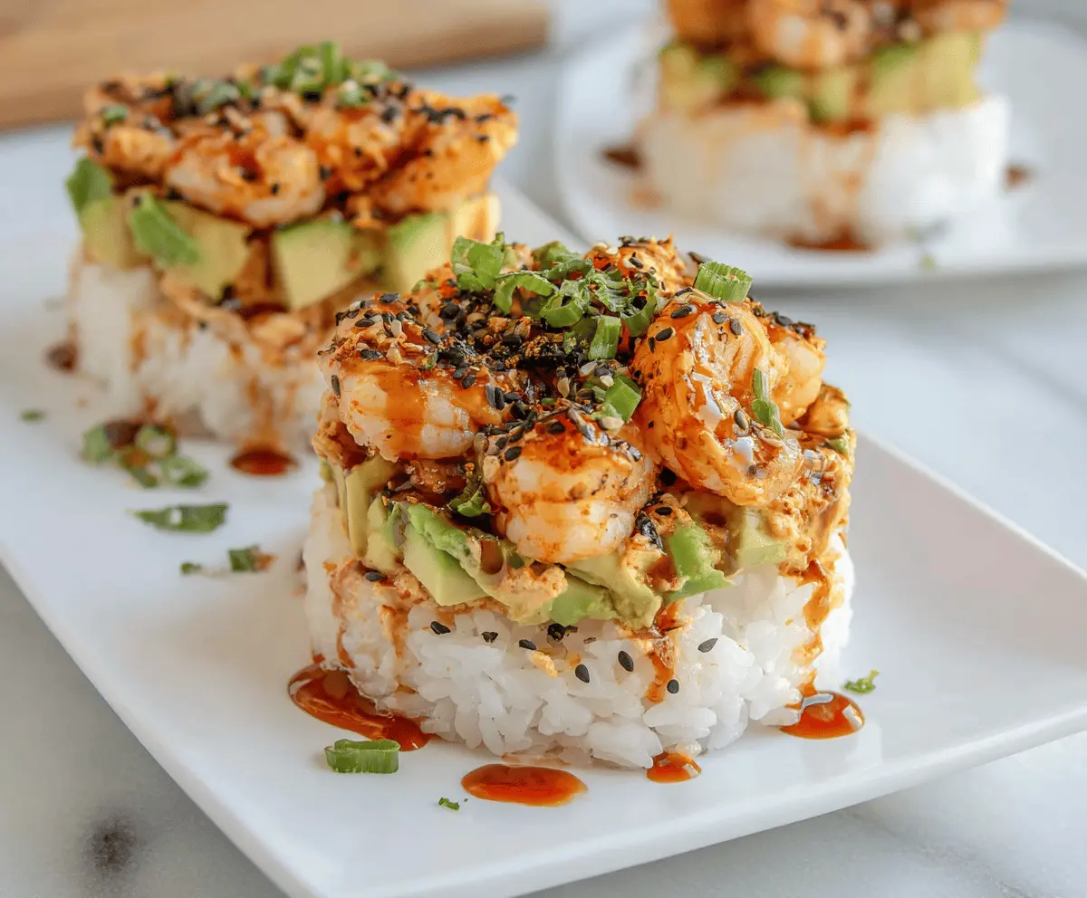 Spicy Shrimp Sushi Stacks