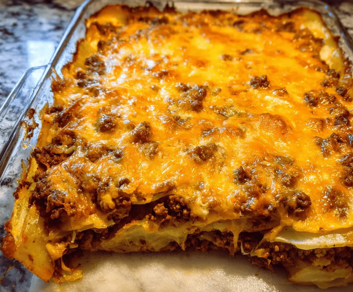 Cheesy Ground Beef And Potato Casserole