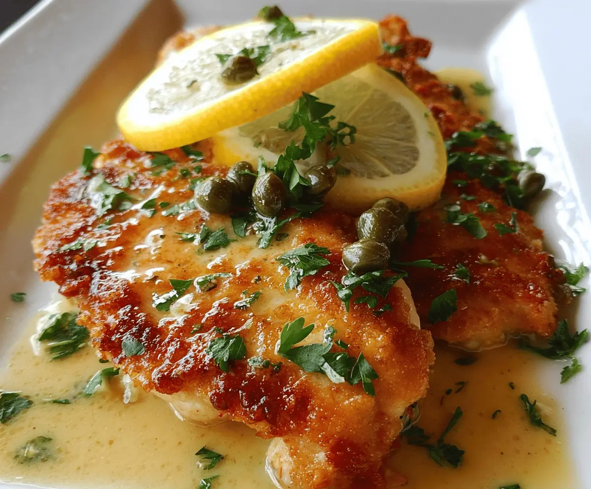 Delicious Chicken Piccata served on a plate with lemon and capers, perfect for a flavorful Italian dinner.