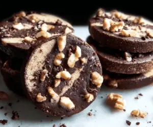 Delicious chocolate walnut shortbread cookies with crunchy walnuts and rich chocolate flavor.