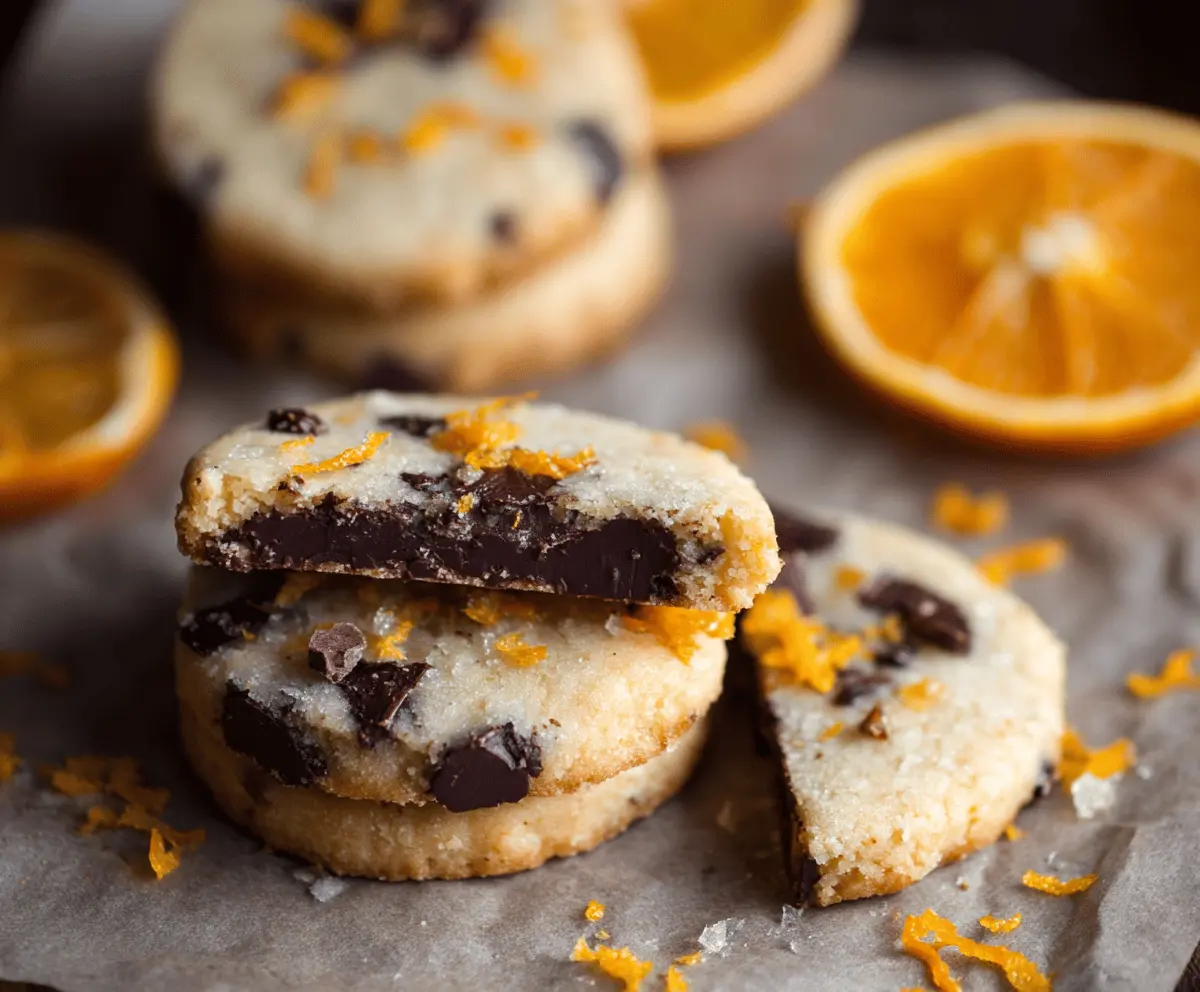 Dark Chocolate Orange Shortbread Cookies