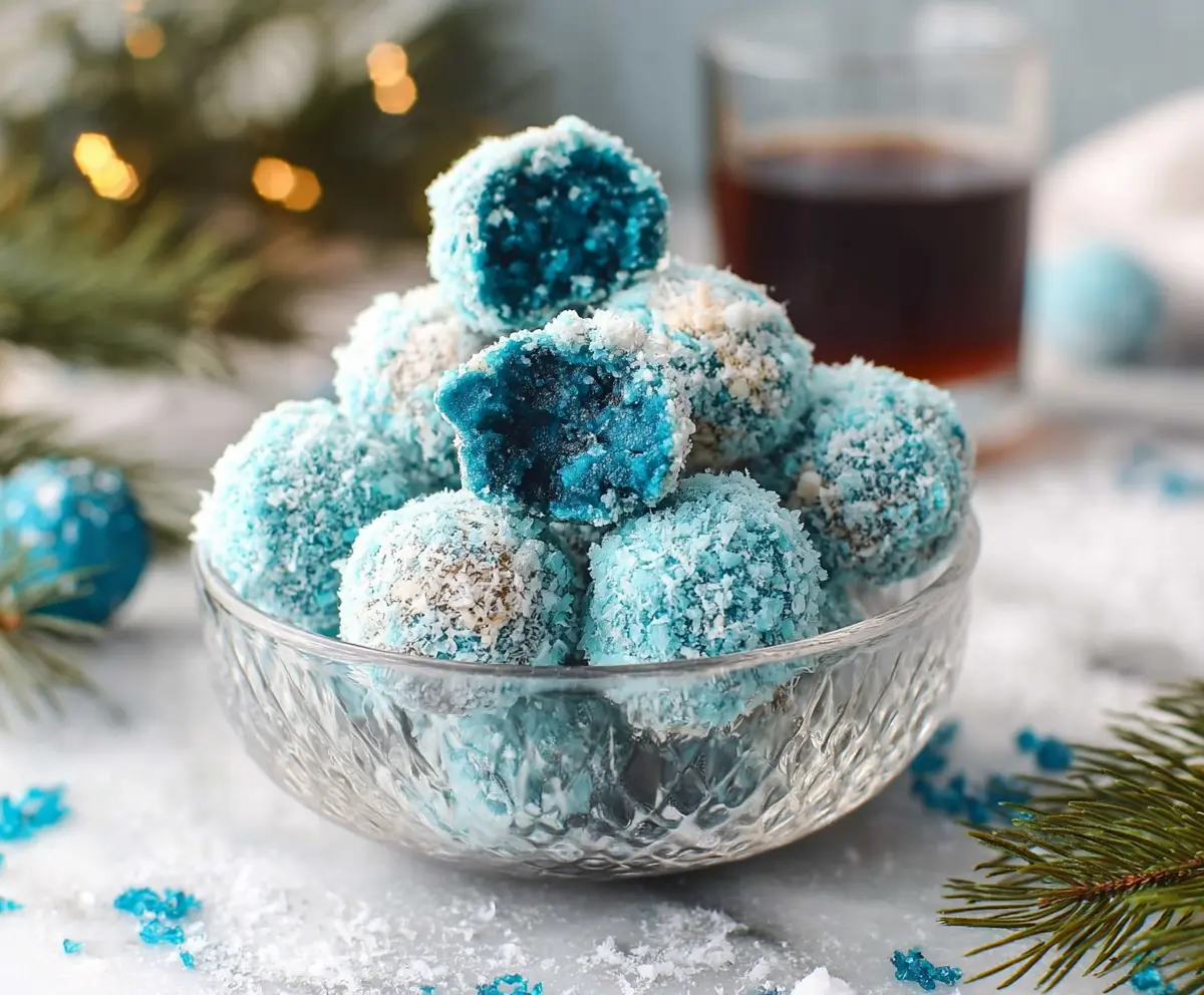 Delicious blue Christmas truffles made with just four simple ingredients for a festive treat.