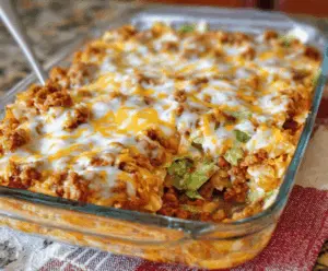 Delicious homemade easy cabbage roll casserole with layers of seasoned cabbage and savory filling.