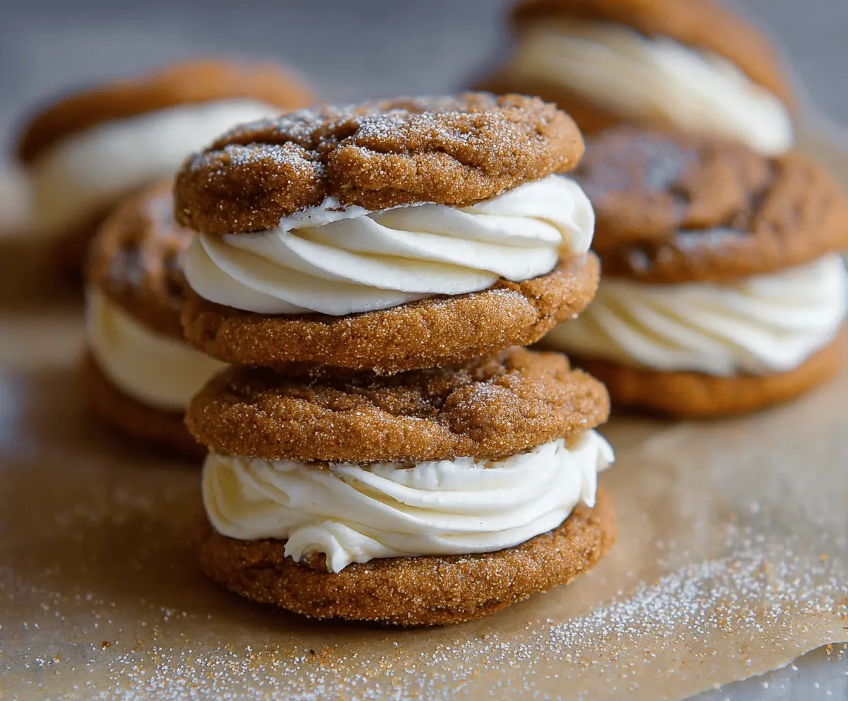 Ginger Molasses Sandwich Cookies with Buttercream Frosting