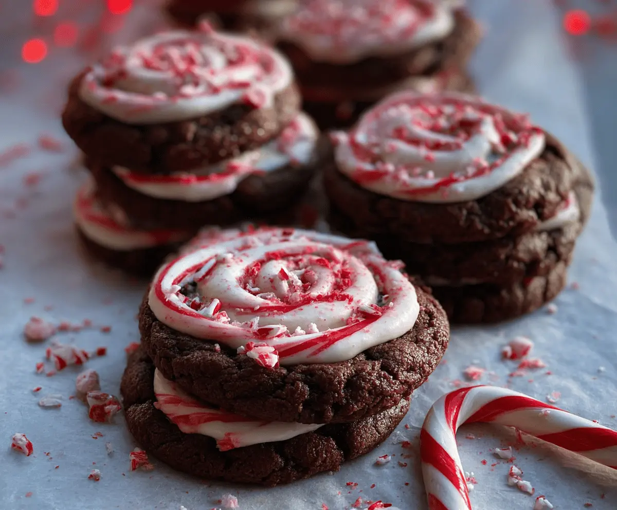 Delicious peppermint chocolate cookies on a plate, perfect for the holidays.